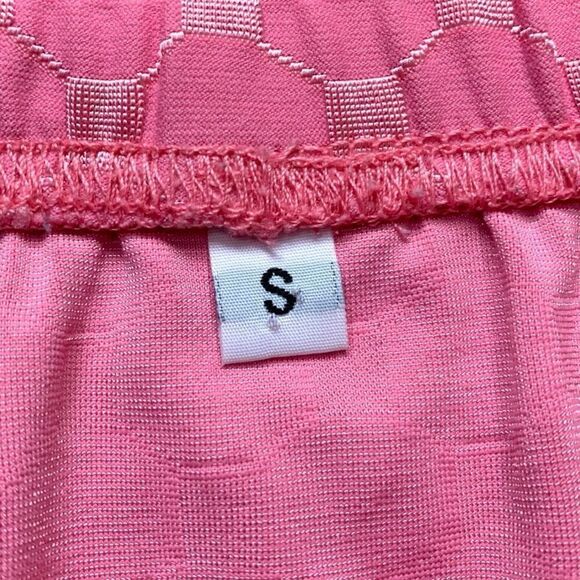 Vintage Forty Love Tennis Skirt Pink Diamond Pattern Elastic Waist Micro Mini - Picture 7 of 9